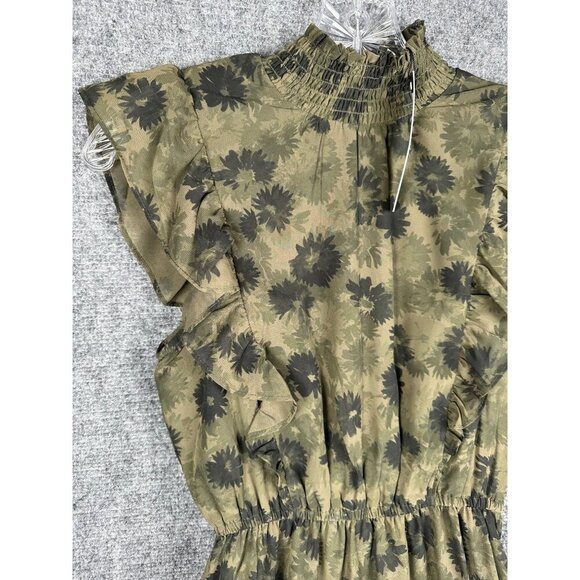 NWT Steve Madden Floral Chiffon Midi Dress XS Dark Green Floral Edgy READ - Picture 11 of 15